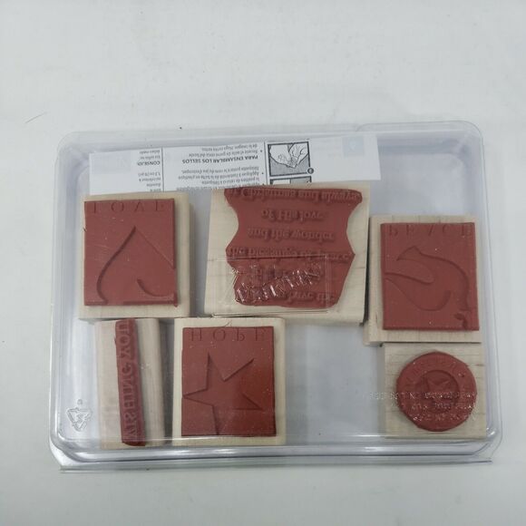 Stampin Up WISHING YOU Set of 6 Wood Rubber Stamps 2006 Stamping Up Peace Love - Picture 12 of 12